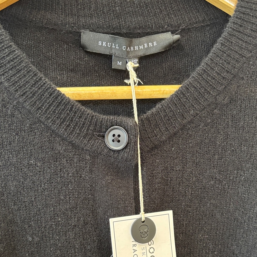 Skull Cashmere Black Button-Up Cardigan - Picture 2 of 5